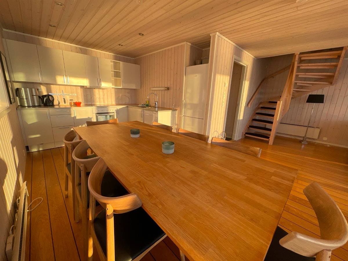 Kitchen and long dining table