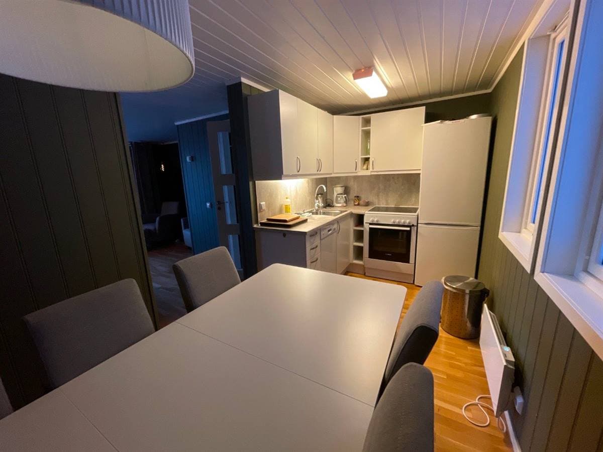 Cabin kitchen with dining table